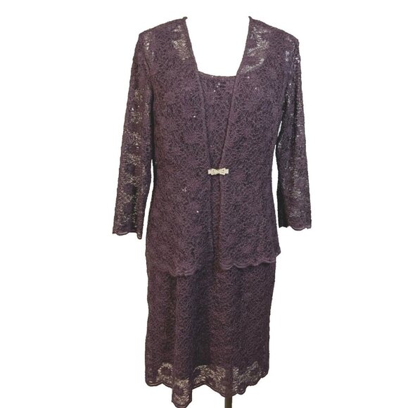 R & M Richards Dress & Jacket Purple 14P 14 P Cruise Wedding Party - Picture 3 of 12